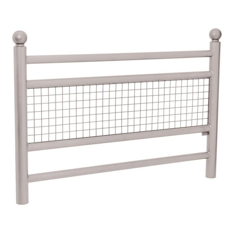 Geländer 2 Stahlrohre und Gitter - 1.000 x 1.572 mm - Pfosten mit Edelstahlkopf - Farbe enzianblau - Außengeländer Systemgeländer