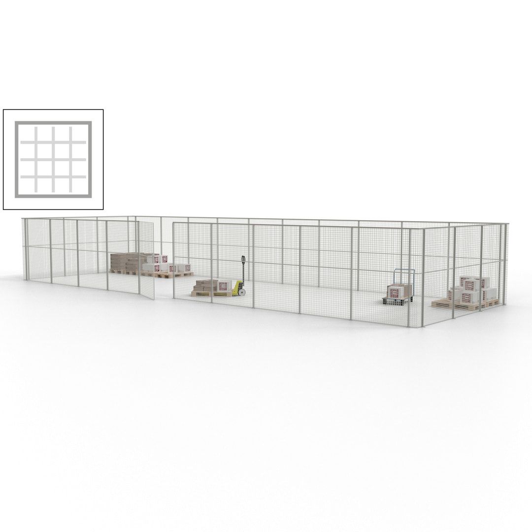 Maschinen Schutzgitter - Hallentrennwand - Sicherheitszaun - Tür - 39 m - 2.200 x 15.400 x 4.900 mm (HxBxT) - enzianblau