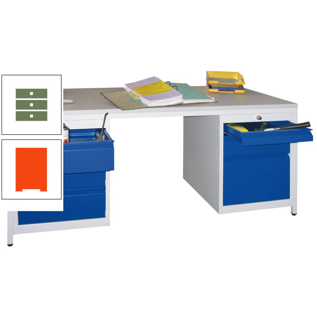 Meisterschreibtisch - 6 Schubladen, 75 / 125 / 150 / 175 / 300 mm - 720 x 1.700 x 800 mm (HxBxT) - anthrazitgrau