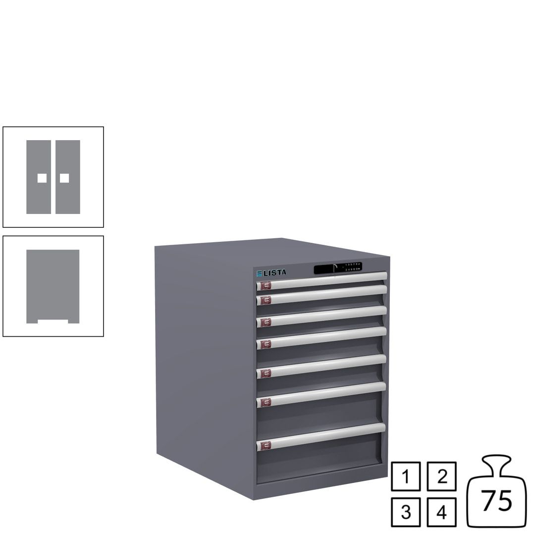 Lista Schubladenschrank - 14.354.010 - 800x564x725 mm (HxBxT) - 7 Schubladen - 75 kg - Key Lock - lichtblau (RAL 5012)