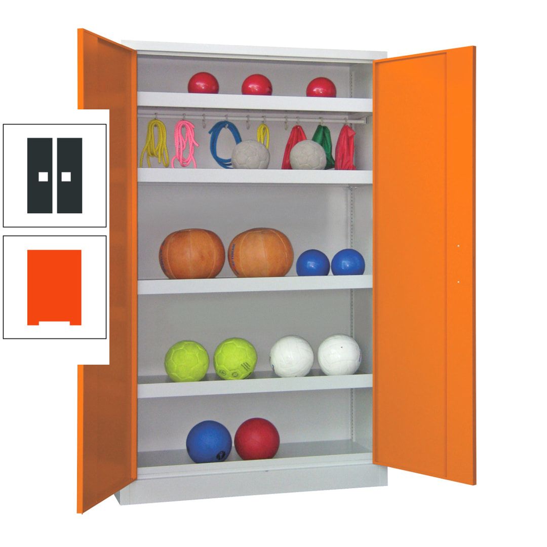 Ballschrank - Vollblechtüren - 4 Böden - 1 Hakenleiste - 1.950x1.200x500 mm (HxBxT) - anthrazitgrau
