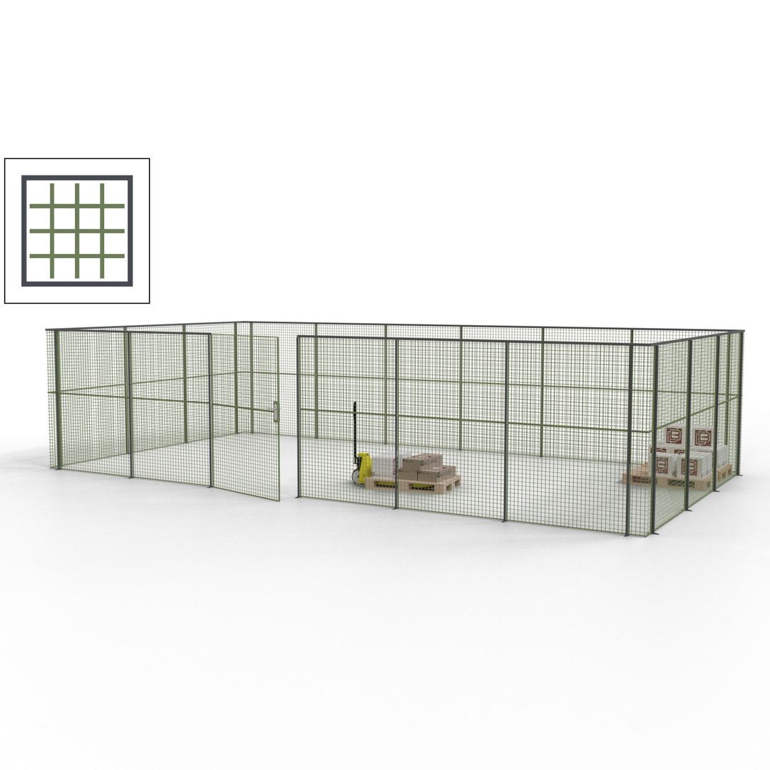 Maschinen Schutzgitter - Hallentrennwand - Sicherheitszaun - Tür - 27 m - 2.200 x 9.400 x 4.900 mm (HxBxT) - enzianblau