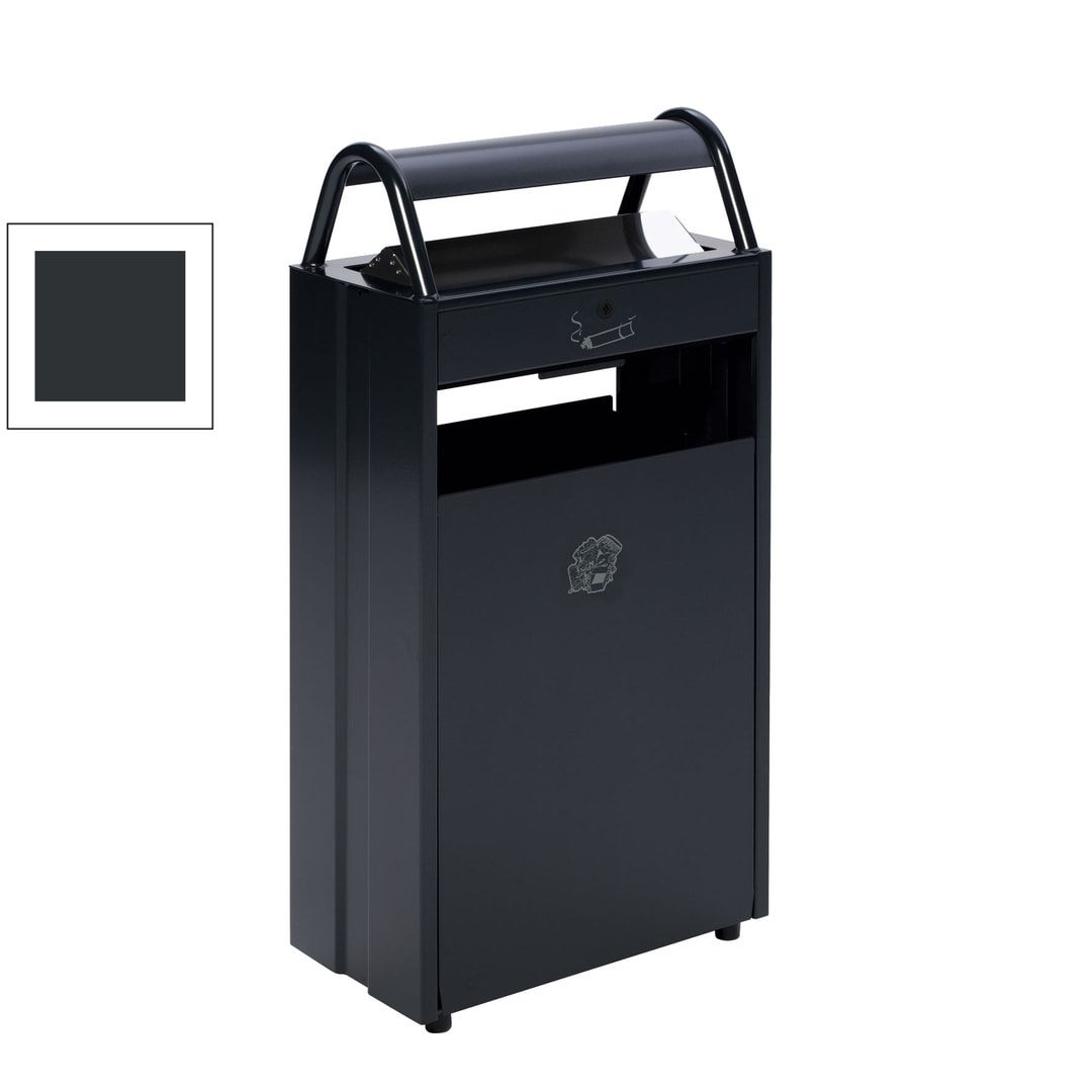 Abfallsammler mit Ascher und Schutzdach - Volumen 60 l - Ascher 9 l - 960 x 480 x 250 mm (HxBxT) - anthrazit