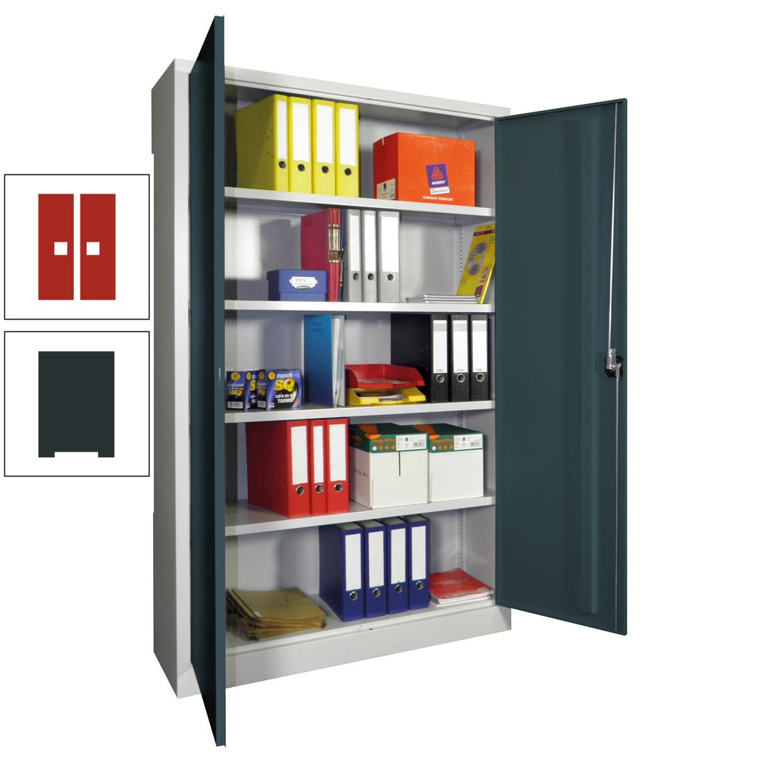 Aktenschrank - Vollblechtüren - 1.950x1.200x400 mm (HxBxT) - 4 Einlegeböden verzinkt - Zylinderschloss - anthrazitgrau