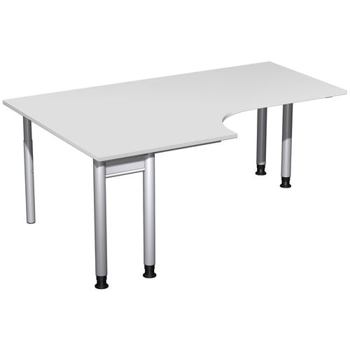 Eckschreibtisch, Eckteil 800 mm, links, Füße einseitig verkürzt, 4-Fuß Pro, höhenverstellbar, 680-800 x 1.600 x 1.200 mm (HxBxT), Dekor Ahorn