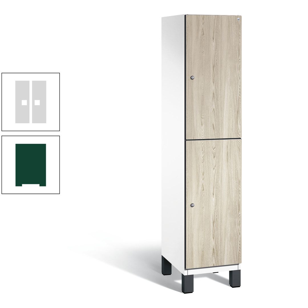 Fächerschrank, Garderobenschrank, mit Füßen, 1 Abteile, 1.980 x 400 x 525 mm (HxBxT), Korpus anthrazitgrau, Tür Donau-Ahorn