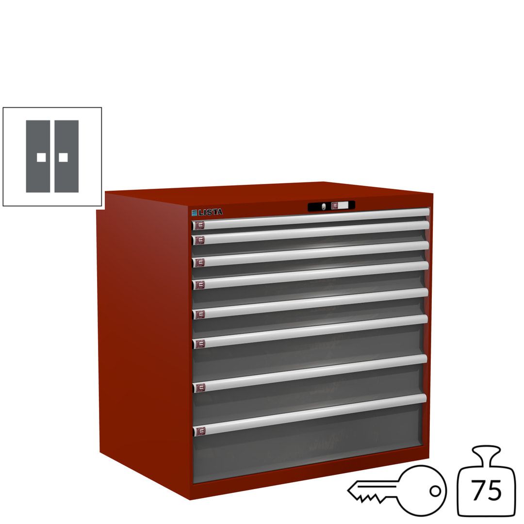 Lista Schubladenschrank - 12.541.010 - 1.000x1.023x725 mm (HxBxT) - 8 Schubladen - 200 kg - Key Lock - lichtblau (RAL 5012)