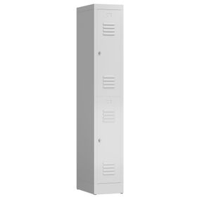 Garderobenschrank, Doppelstockspind, 1 Abteil, 2 Fächer, 1.800 x 310 x 500 mm (HxBxT), Stahl, Drehriegel, Farben wählbar