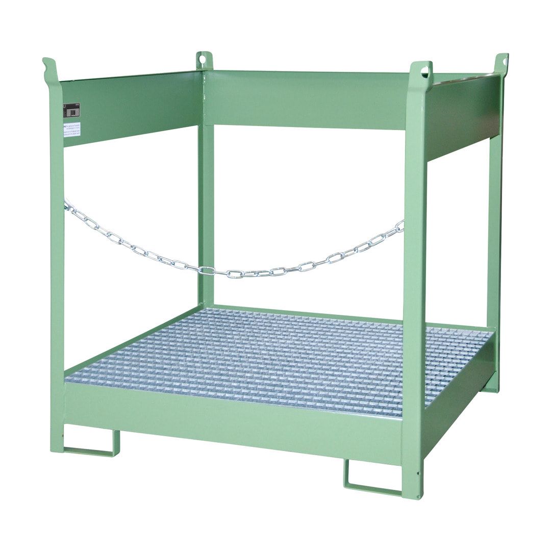Fass-Stapelpalette - für 4 x 200-l-Fässer - Volumen 220 l - 1.435 x 1.410 x 1.410 mm (HxBxT) - offene Seiten - feuerrot