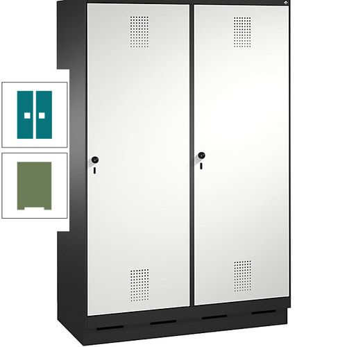 Doppel-Spind, Garderobenschrank, 2 Türen für 4 Abteile a 300 mm, Korpus anthrazitgrau, Türen anthrazitgrau, 1.800 x 1.200 x 500 mm (HxBxT)
