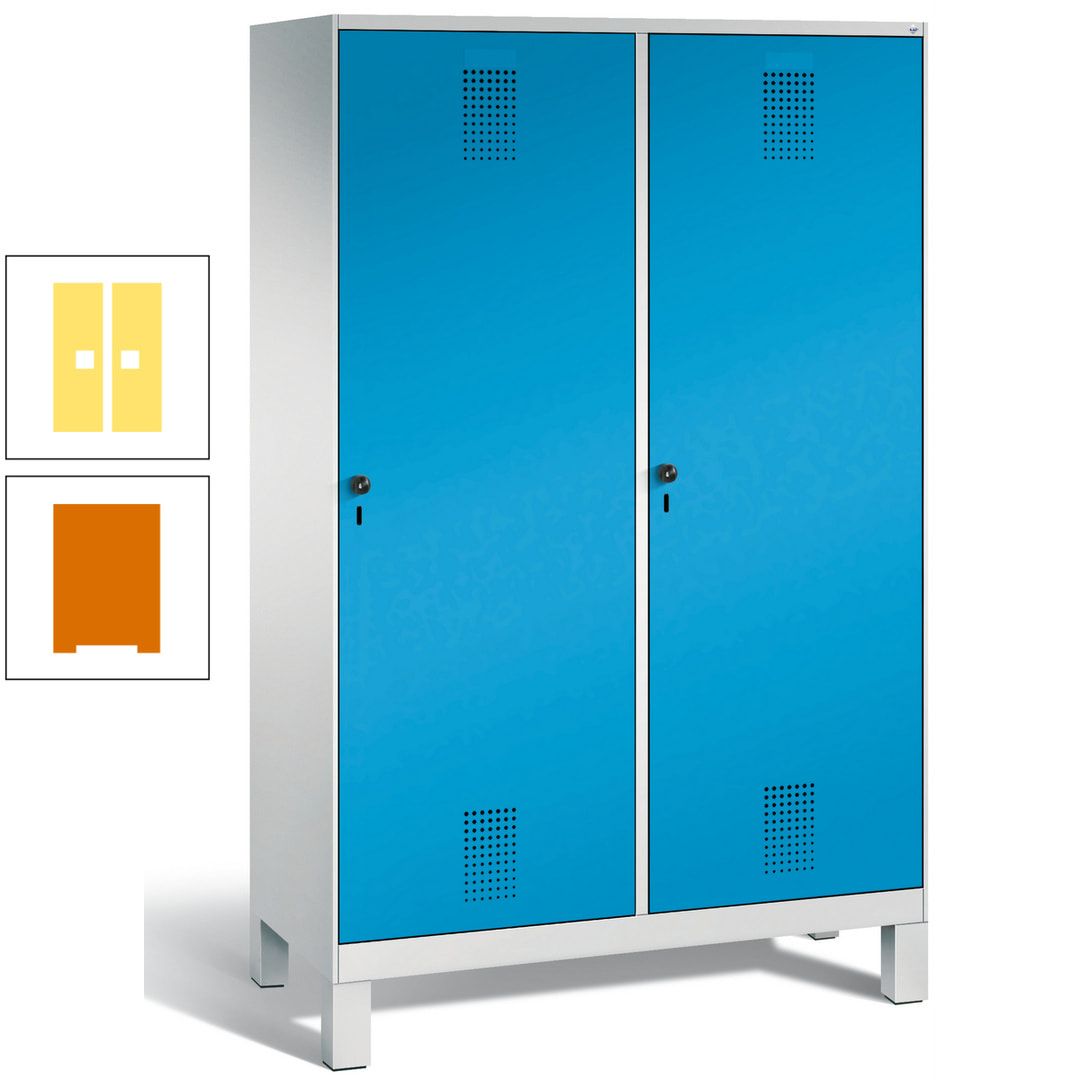 Doppel-Spind, Garderobenschrank, 2 Türen für 4 Abteile a 300 mm, Korpus anthrazitgrau, Türen anthrazitgrau, 1.850 x 1.200 x 500 mm (HxBxT)