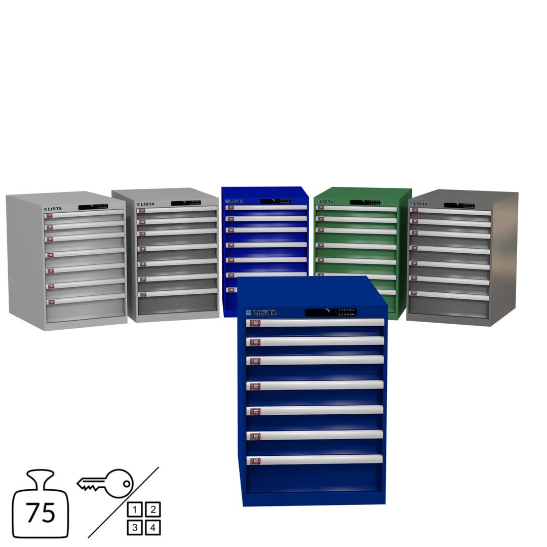 Lista Schubladenschrank - 14.367.010 - 800x564x725 mm (HxBxT) - 7 Schubladen - 75 kg - Key Lock - lichtblau (RAL 5012)
