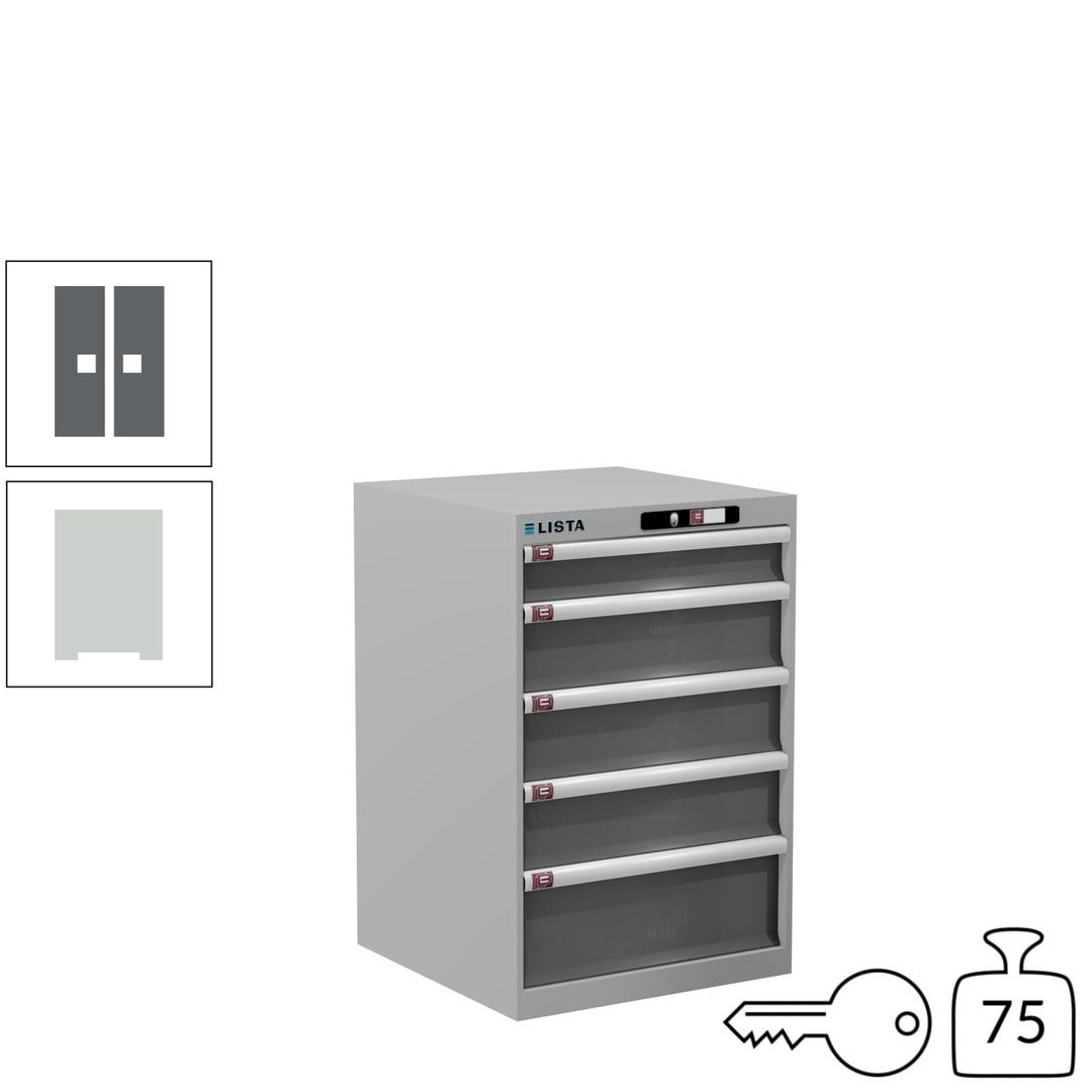 Lista Schubladenschrank - 14.256.010 - 850x564x572 mm (HxBxT) - 5 Schubladen - 75 kg - Key Lock - lichtblau (RAL 5012)