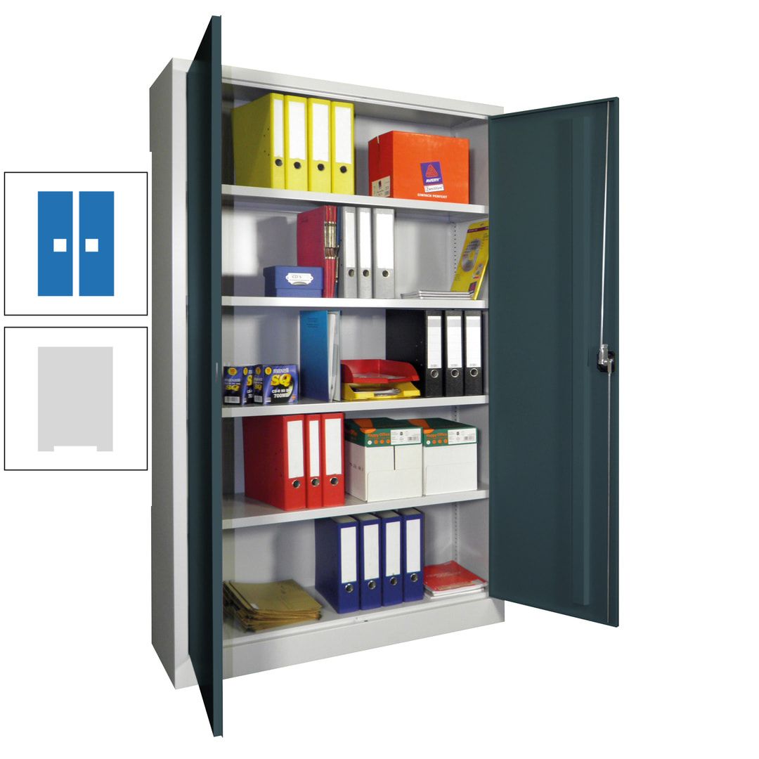 Aktenschrank - Vollblechtüren - 1.950x1.200x400 mm (HxBxT) - 4 Einlegeböden verzinkt - Zylinderschloss - anthrazitgrau