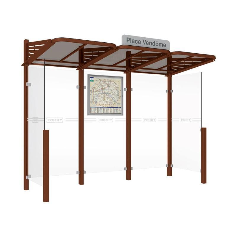 Buswartehalle - Unterstand - modular - Fahrplankasten - Haltestellenschild - Seitenwände - 2.200 x 3.000 x 1.500 mm (HxBxT) - enzianblau