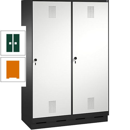 Doppel-Spind, Garderobenschrank, 2 Türen für 4 Abteile a 300 mm, Korpus anthrazitgrau, Türen anthrazitgrau, 1.800 x 1.200 x 500 mm (HxBxT)