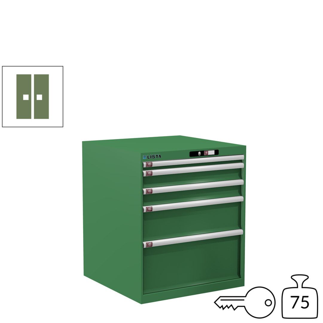 Lista Schubladenschrank - 14.411.010 - 850x717x725 mm (HxBxT) - 5 Schubladen - 75 kg - Key Lock - lichtblau (RAL 5012)