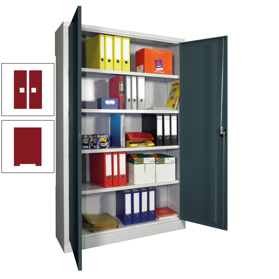 Aktenschrank - Vollblechtüren - 1.950x1.200x400 mm (HxBxT) - 4 Einlegeböden verzinkt - Zylinderschloss - anthrazitgrau