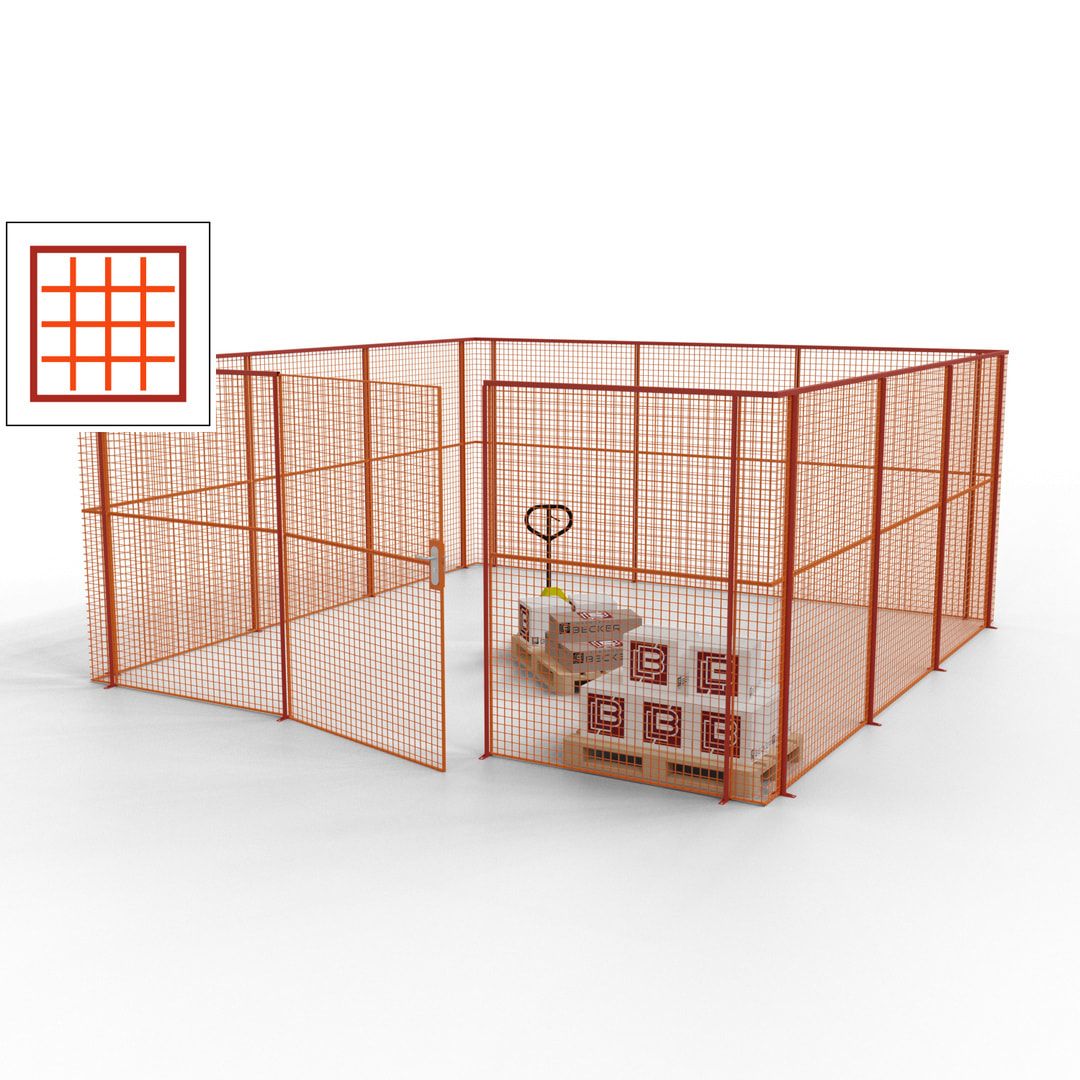 Maschinen Schutzgitter - Hallentrennwand - Sicherheitszaun - Tür - 18 m - 2.200 x 4.900 x 4.900 mm (HxBxT) - enzianblau