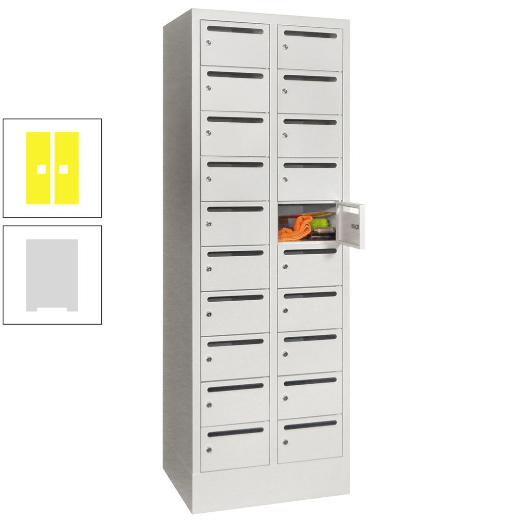 Postverteilerschrank, Schließfachschrank, 2 Abteile a 300 mm, 20 Fächer, 1.850 x 600 x 500 mm (HxBxT), Korpus anthrazitgrau, Front anthrazitgrau