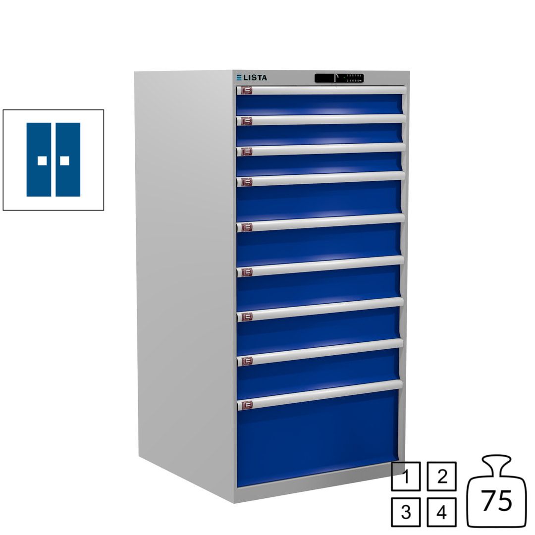Lista Schubladenschrank - 13.106.010 - 1.450x717x725 mm (HxBxT) - 9 Schubladen - 200 kg - Key Lock - lichtblau (RAL 5012)