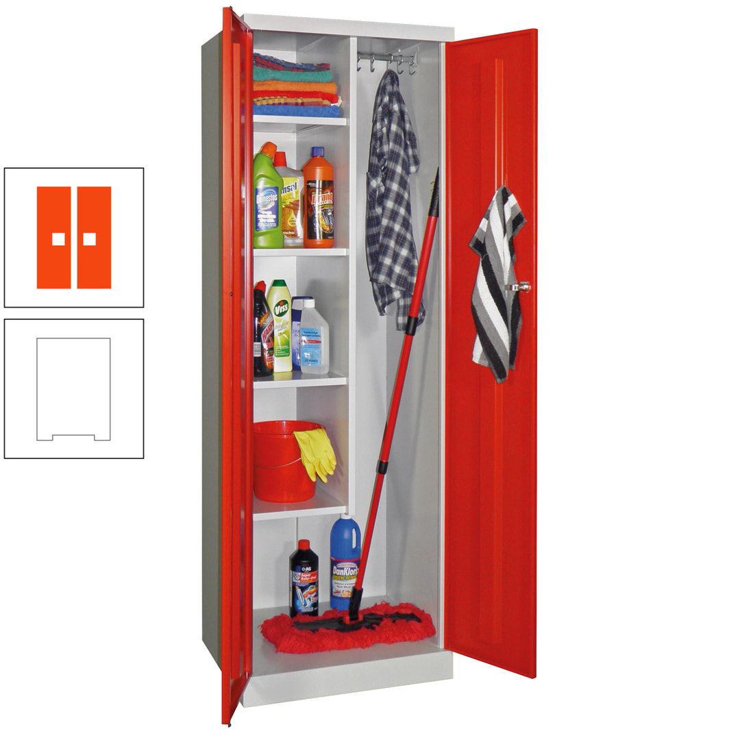 Putzschrank mit Sockel - 1 Abteil mit Trennwand - 1.800x600x500 mm (HxBxT) - Zylinderschloss - anthrazitgrau