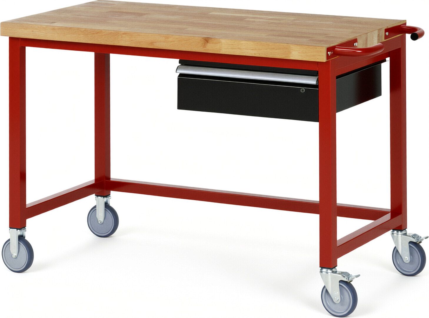 Mobile Werkbank mit 1 Schublade - 150:1 - höhenverstellbar 880-1.080 mm - 1.250 x 700 mm (BxT) - 450 kg - Buche - Anthrazitgrau