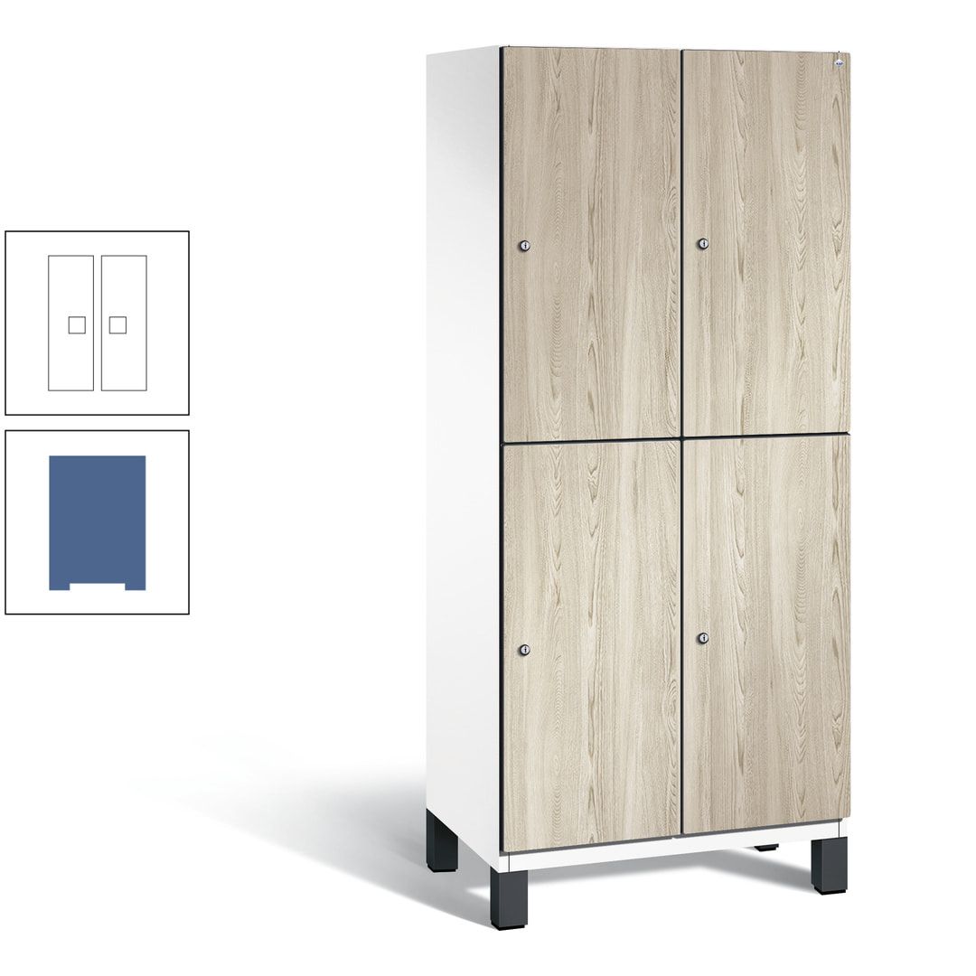Fächerschrank, Garderobenschrank, mit Füßen, 2 Abteile, 1.980 x 800 x 525 mm (HxBxT), Korpus anthrazitgrau, Tür Donau-Ahorn