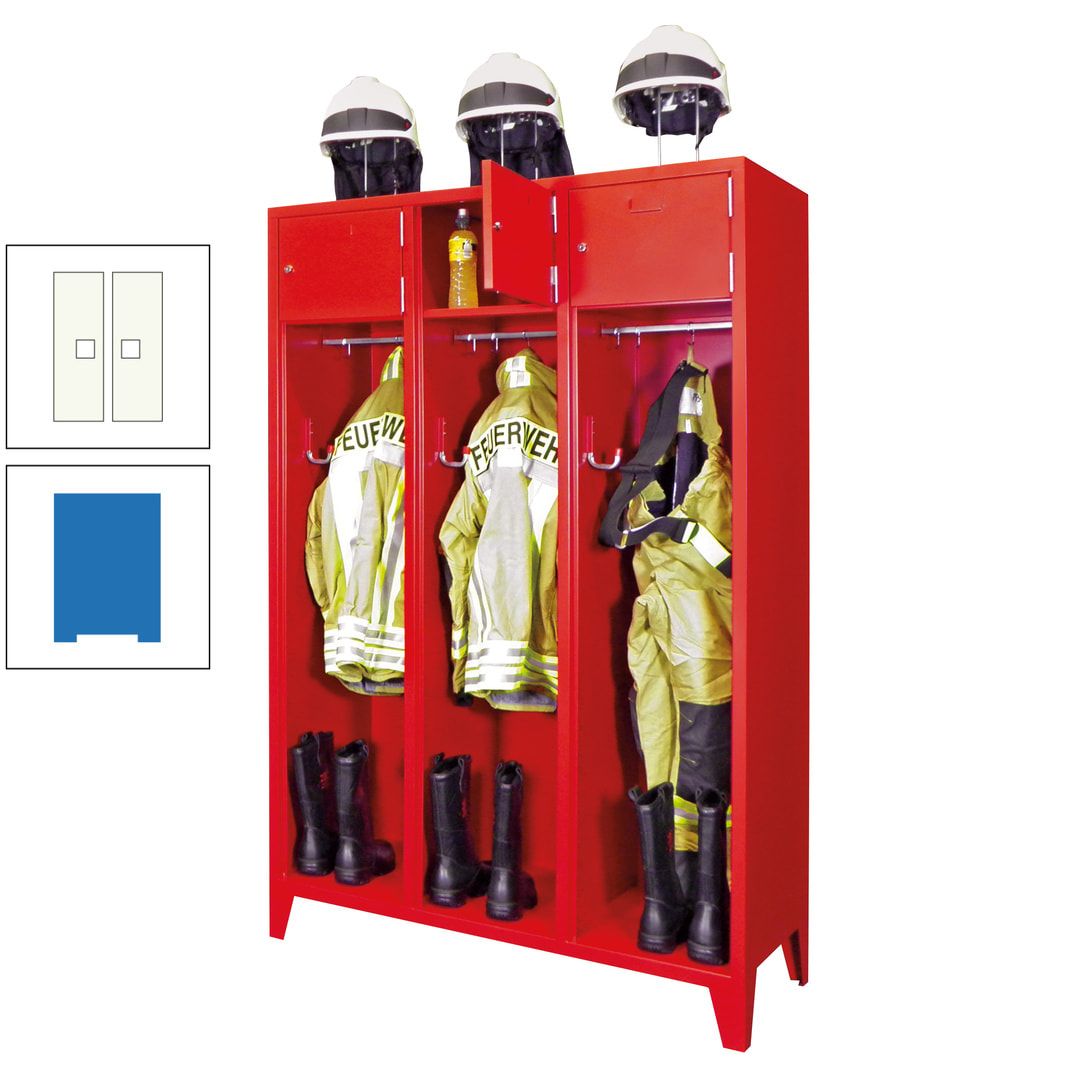 Feuerwehrschrank - 2 Abteile - Ablagefach mit Tür, Etikettenrahmen - 2.100 x 830 x 500 mm (HxBxT) - anthrazitgrau