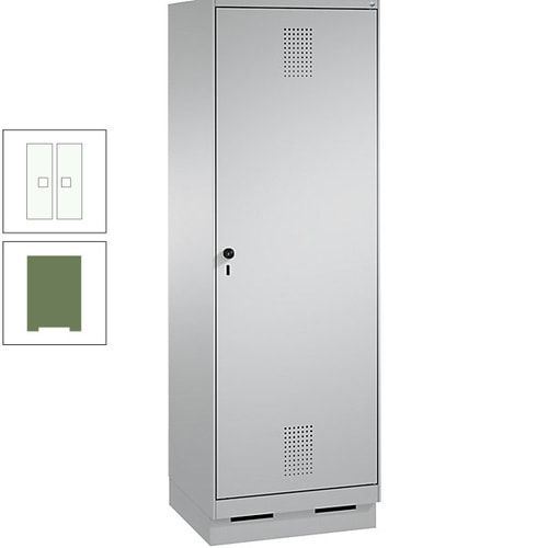Doppel-Spind, Garderobenschrank, 1 Tür für 2 Abteile a 300 mm, Korpus anthrazitgrau, Türen anthrazitgrau, 1.800 x 600 x 500 mm (HxBxT)