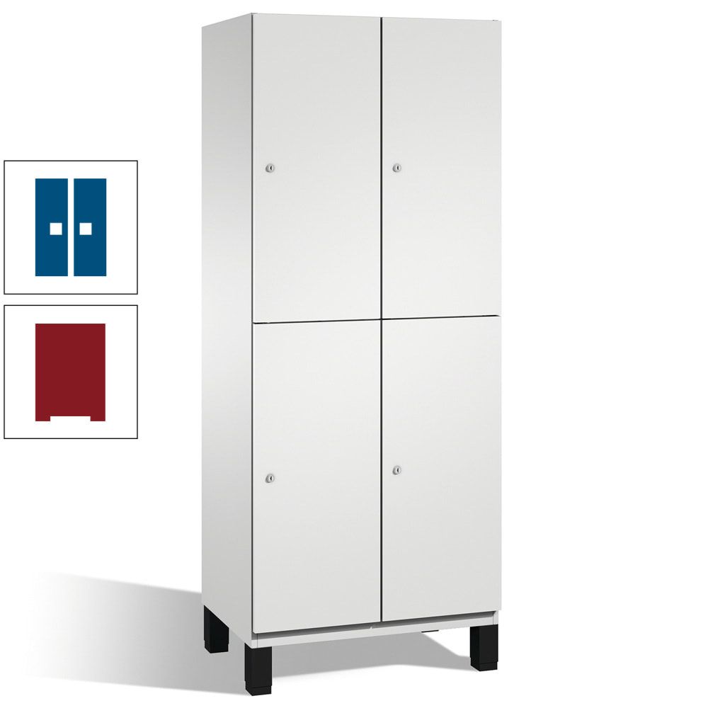 Fächerschrank, Stahlschrank, doppelstöckig, 4 Fächer, Füße, Korpus anthrazitgrau, Tür anthrazitgrau, 1.980 x 600 x 525 mm (HxBxT)