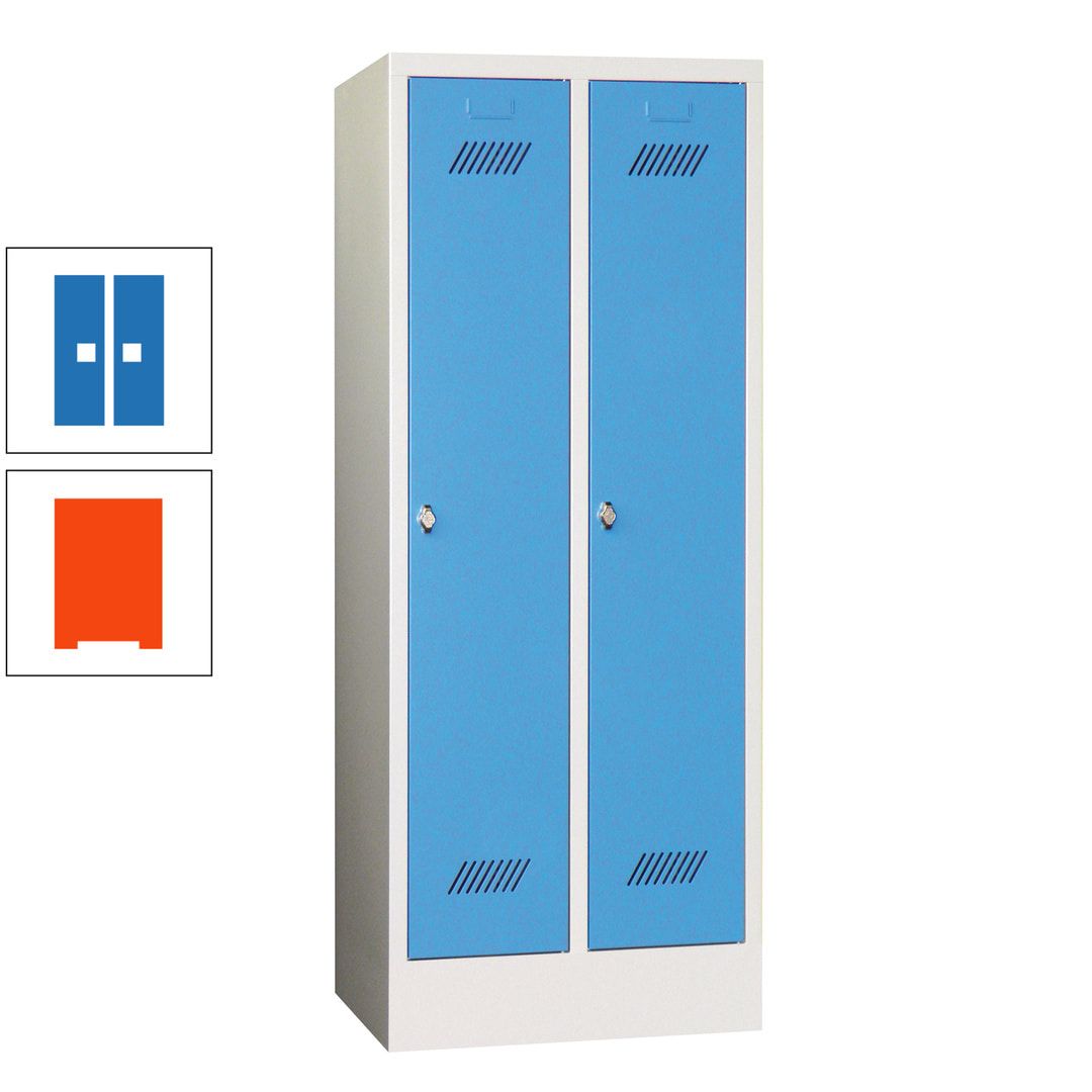 Spindschrank f. Schulen - mit Sockel - Höhe 1.600 mm - 2 Abteile a 300 mm - Drehriegel - anthrazitgrau