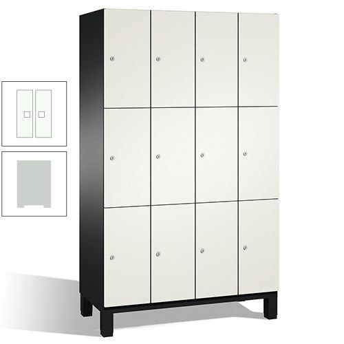 Fächerschrank, Stahlschrank, 12 Fächer, Türöffnungsbegrenzer, mit Füßen, Korpus lichtgrau, Tür anthrazitgrau, 1.980 x 1.200 x 525 mm (HxBxT)