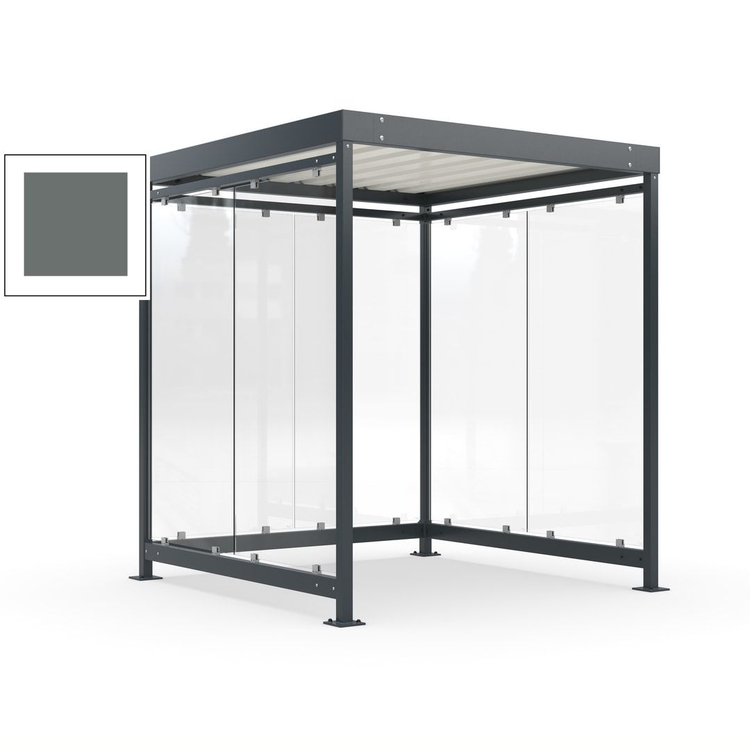 Raucherunterstand, Bushaltestelle, Bausatz, 6-7 Personen, 6 Wände, 2.510 x 2.165 x 2.165 mm (HxBxT), Achatgrau