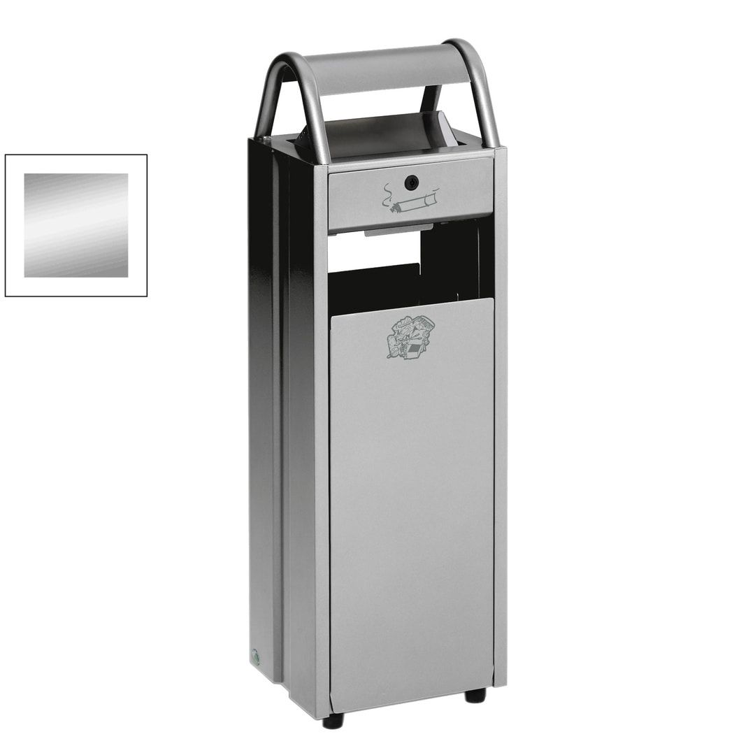 Abfallsammler mit Ascher und Schutzdach - Volumen 35 l - Ascher 5 l - 960 x 300 x 250 mm (HxBxT) - enzianblau
