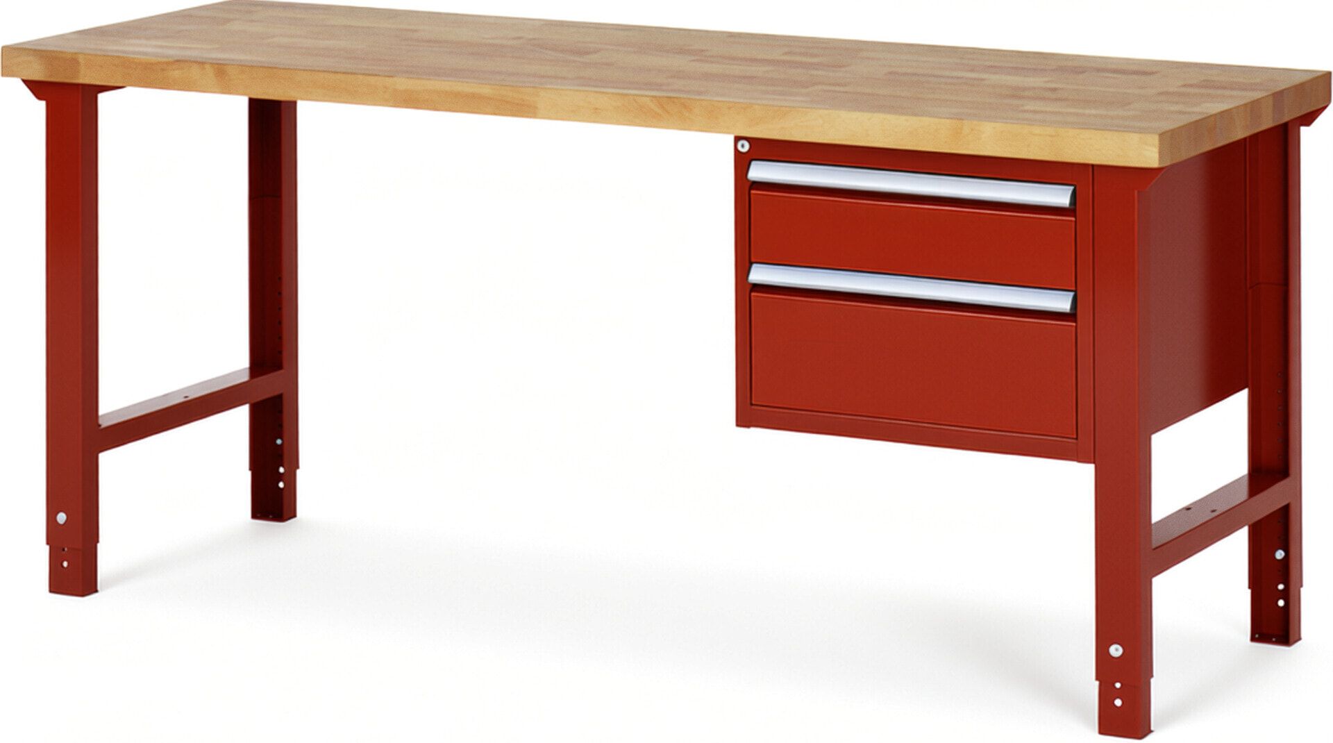 Werkbank - 2 Schubladen - Teilauszug - 150:1 / 210:1 - Höhe 790-1.140 mm - 2.000 x 700 mm (BxT) - 750 kg - Buche - Anthrazitgrau