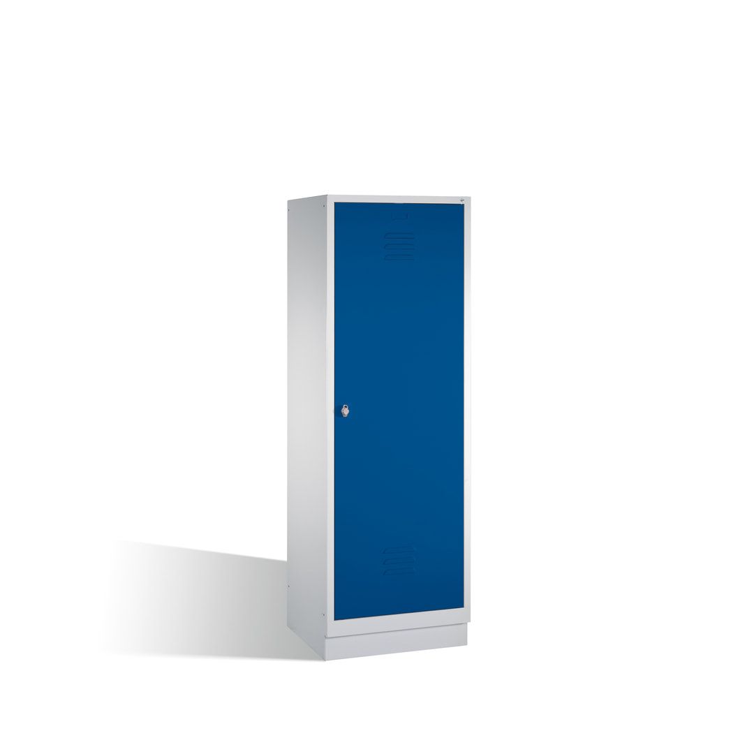 Doppel-Spind mit Großtür, Garderobenschrank mit Sockel, 2 Abteile a 300 mm, Korpus anthrazitgrau, Tür anthrazitgrau, 1.800 x 610 x 500 mm (HxBxT)