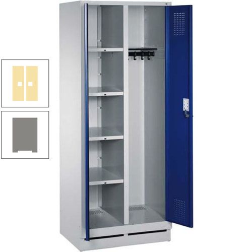 Mehrzweckschrank, Doppeltüren, Füße, 2 Abteile a 300 mm, Korpus anthrazitgrau, Tür anthrazitgrau, 1.800 x 600 x 500 mm (HxBxT)