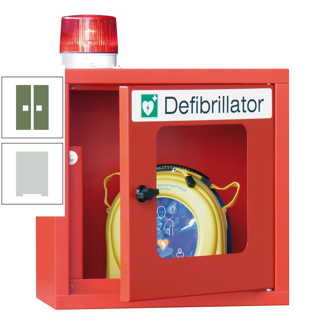 Defibrillatorenschrank mit akustischem und optischem Alarm - 490 x 400 x 200 mm (HxBxT) - Sichtfenster - anthrazitgrau