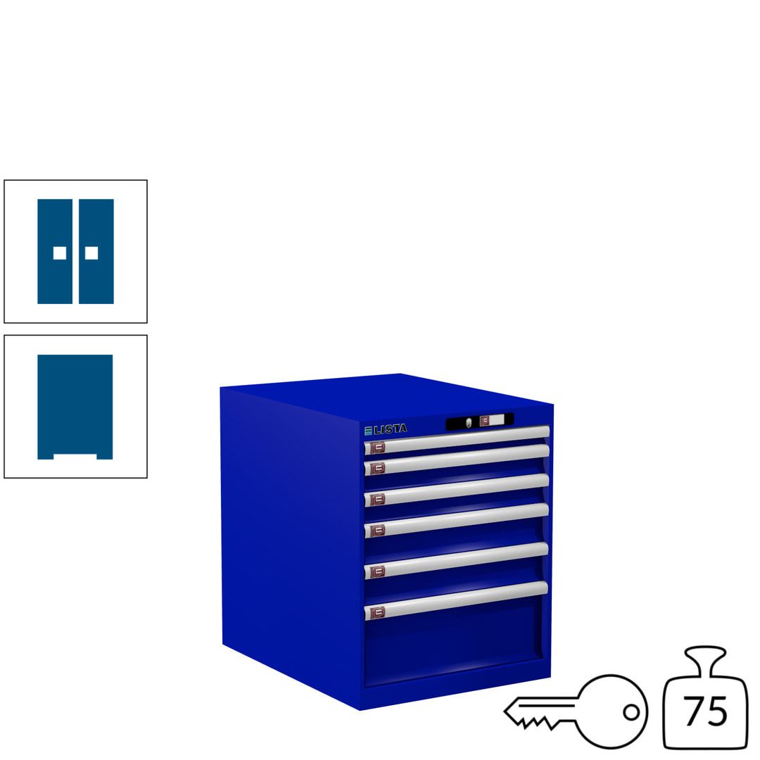 Lista Schubladenschrank - 14.352.010 - 700x564x725 mm (HxBxT) - 6 Schubladen - 75 kg - Key Lock - lichtblau (RAL 5012)