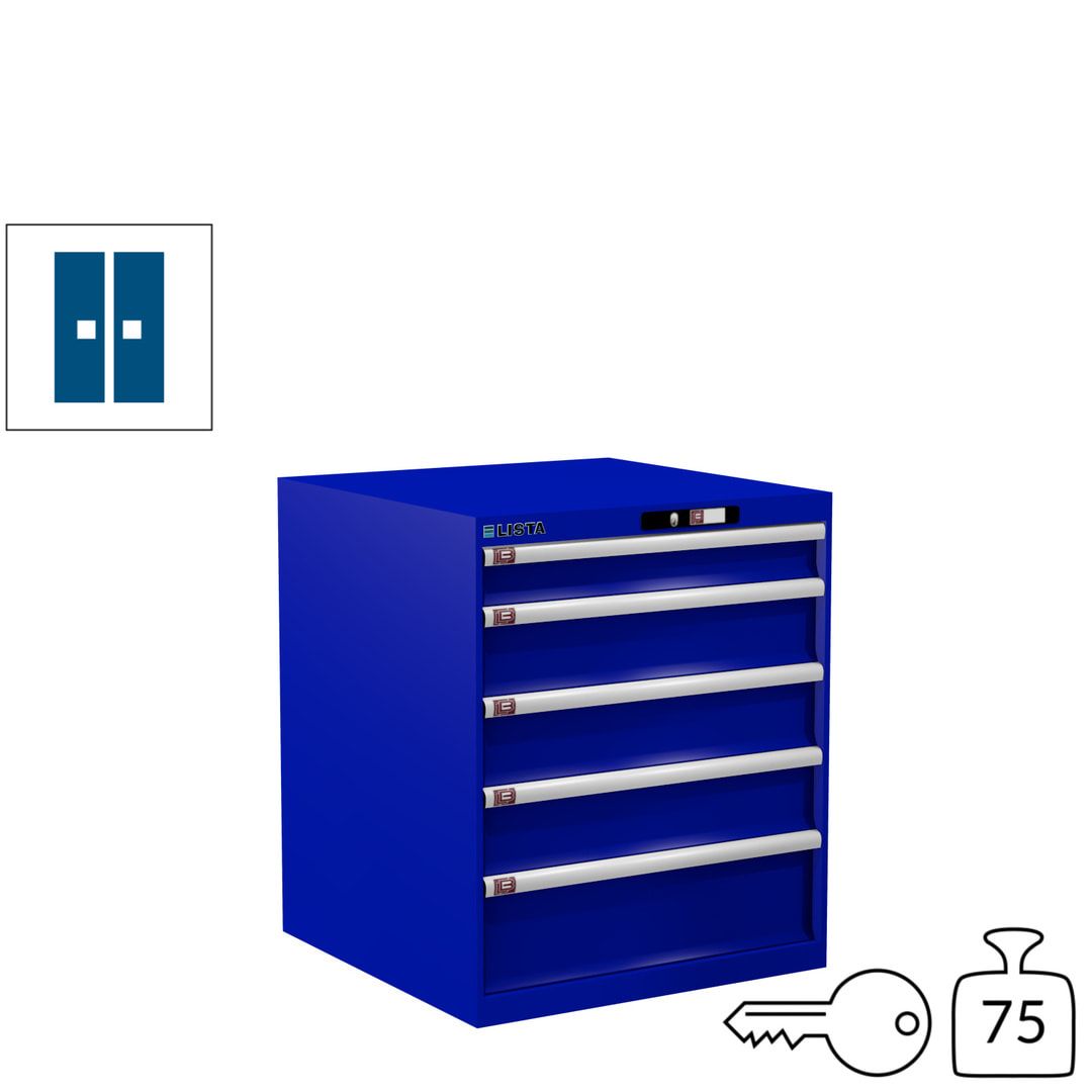 Lista Schubladenschrank - 14.410.010 - 850x717x725 mm (HxBxT) - 5 Schubladen - 75 kg - Key Lock - lichtblau (RAL 5012)