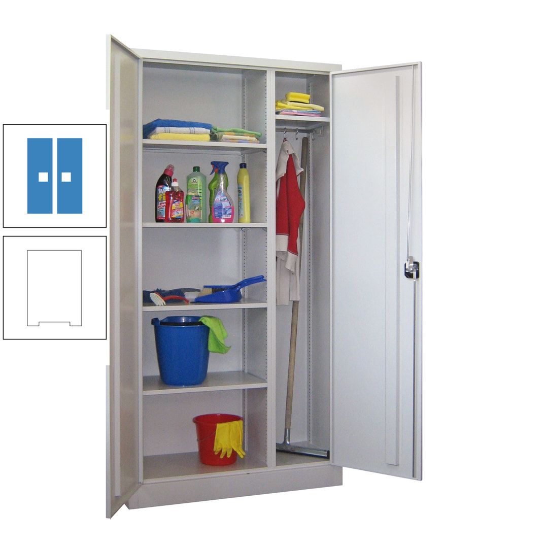 Putzschrank mit Trennwand - 1.950x1.000x400 mm (HxBxT) - Böden pulverbeschichtet - anthrazitgrau