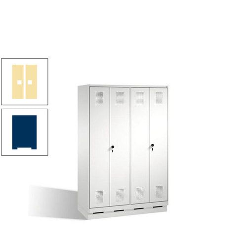 Doppel-Spind, Doppeltüren, Garderobenschrank mit Sockel, 4 Abteile a 300 mm, Korpus anthrazitgrau, Tür anthrazitgrau, 1.800 x 1.200 x 500 mm (HxBxT)