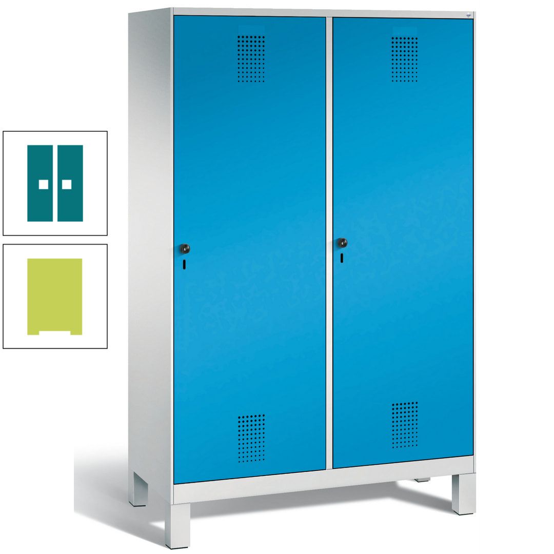 Doppel-Spind, Garderobenschrank, 2 Türen für 4 Abteile a 300 mm, Korpus anthrazitgrau, Türen anthrazitgrau, 1.850 x 1.200 x 500 mm (HxBxT)