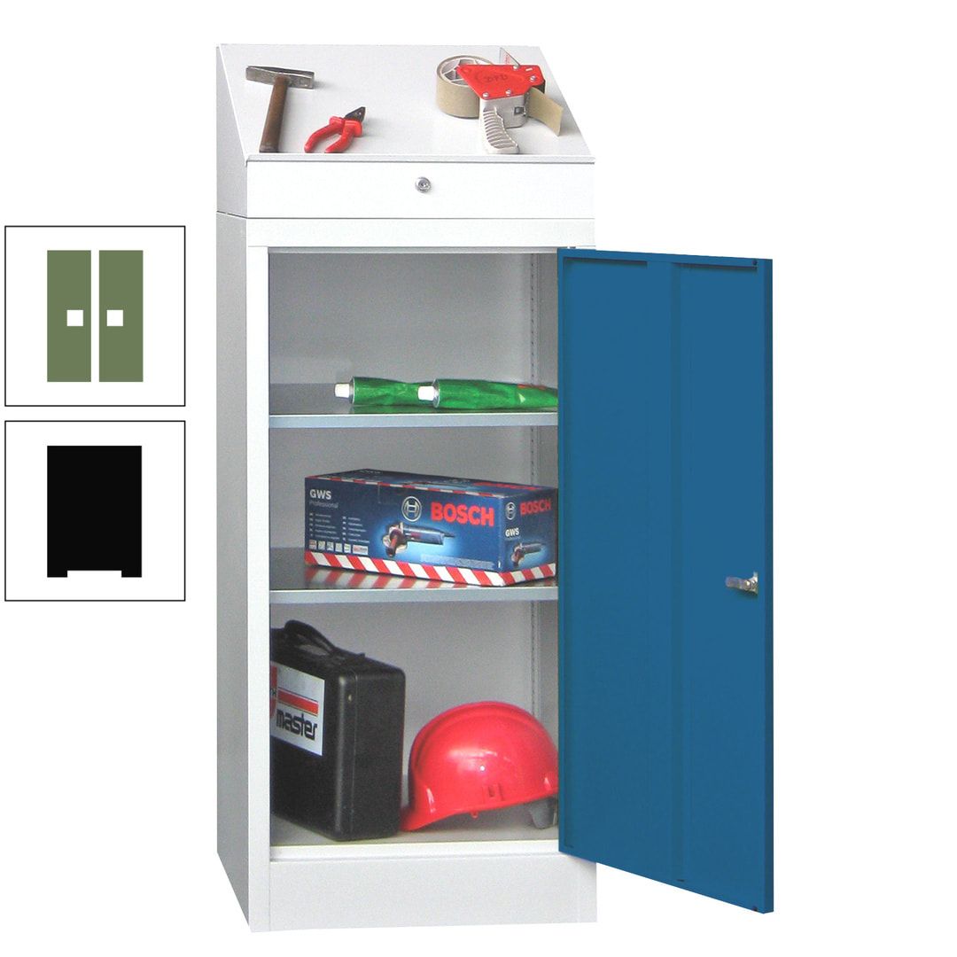 Stehpult mit Schrank - Vollblechtür - Zylinderschloss - 1.270x500x500 mm (HxBxT) - anthrazitgrau