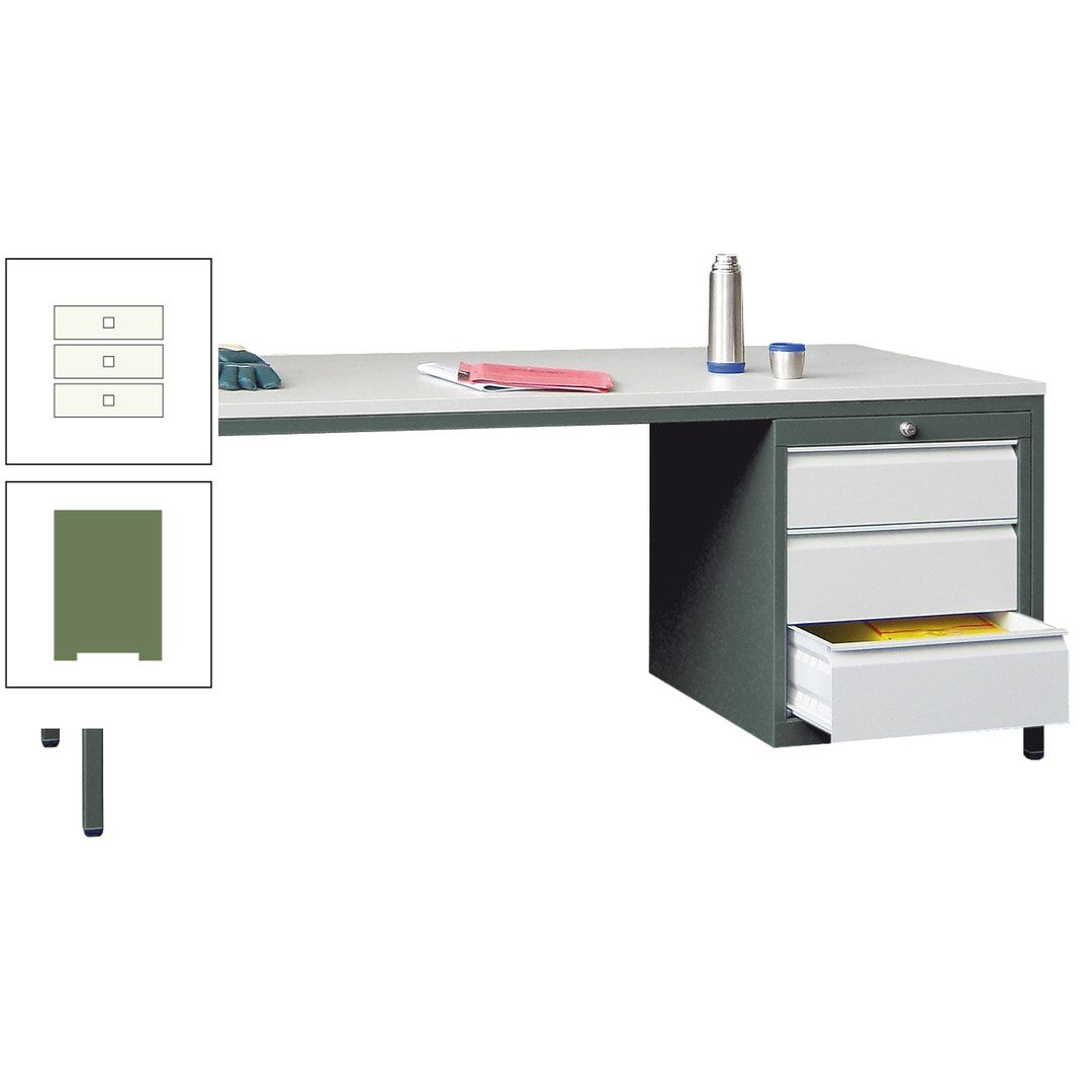 Meisterschreibtisch - 3 Schubladen 150 / 175 mm - 720 x 1.700 x 800 mm (HxBxT) - anthrazitgrau