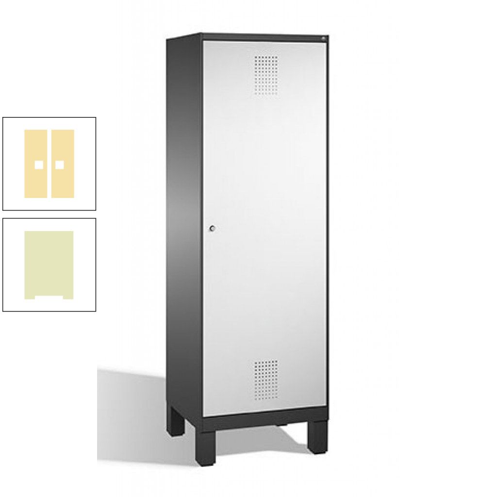 Doppel-Spind, Garderobenschrank, 1 Tür für 2 Abteile a 300 mm, Korpus anthrazitgrau, Türen anthrazitgrau, 1.850 x 600 x 500 mm (HxBxT)