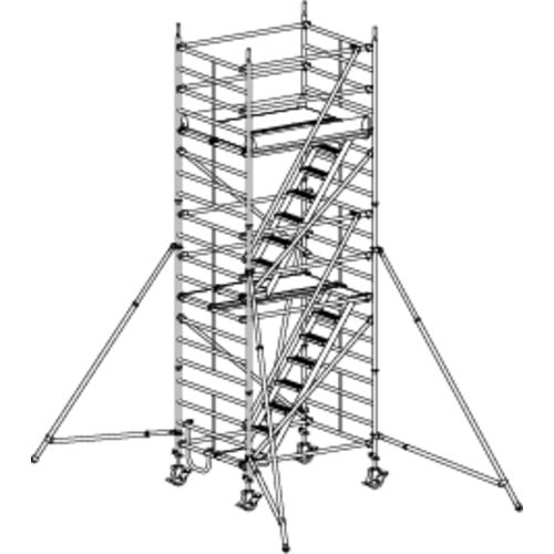 Treppen-Fahrgerüst mit Ausleger und großer Arbeitsbühne - 11.640 x 2.950 x 1.500 mm (HxBxT) - Hymer