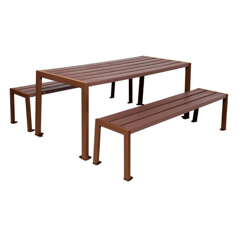Sitzgarnitur aus Stahl und Kunststoff - verzinkt und beschichtet - 750 x 1.800 x 798 mm (HxBxT) - Farbe enzianblau