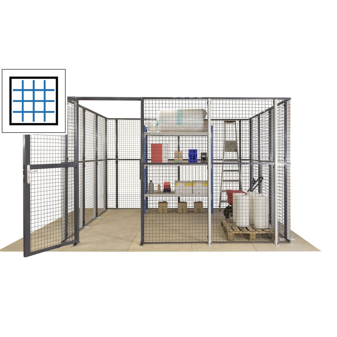 Maschinen Schutzgitter - Hallentrennwand - Sicherheitszaun - Tür - 72 m - 2.200 x 21.400 x 15.400 mm (HxBxT) - enzianblau